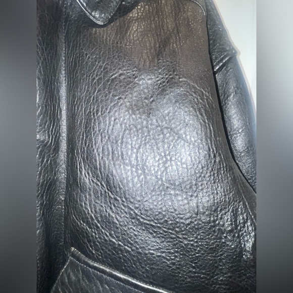 Vintage Scully Black Pebble Leather Flight Bomber Jacket Mens XL Flannel Lined - Picture 4 of 5